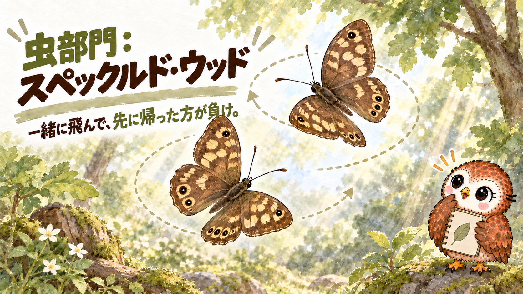 触れずに飛び続けて争うスペックルド・ウッド