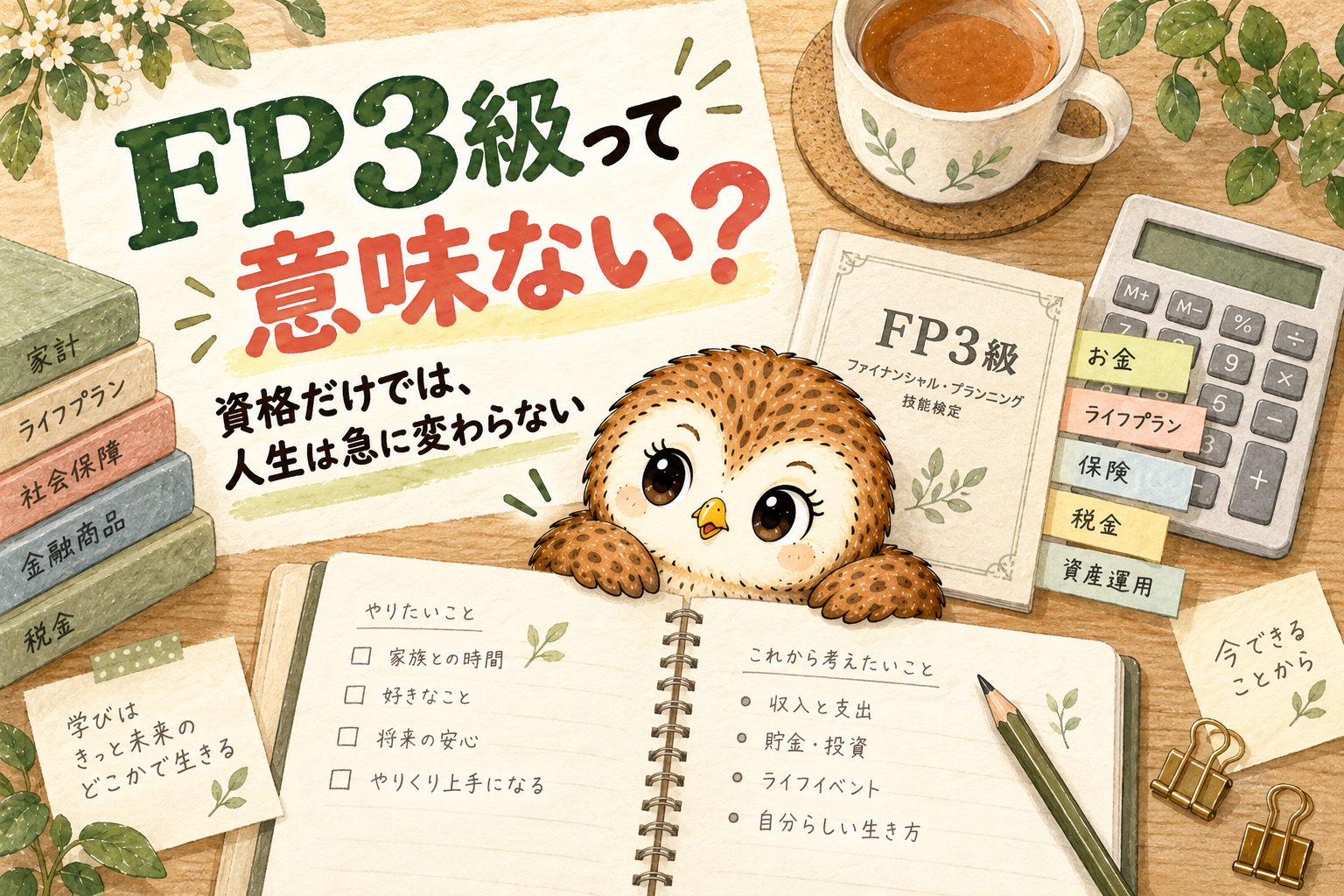 FP3級って意味ない？資格だけでは人生は急に変わらないと伝えるアイキャッチ