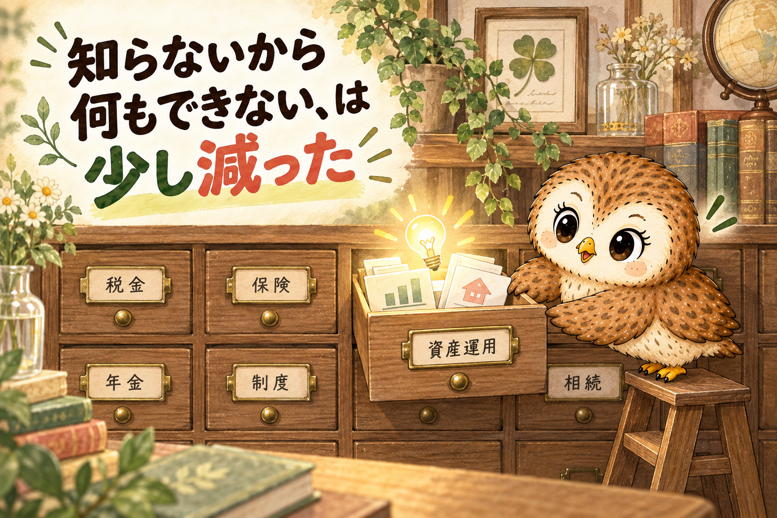 FP3級の勉強で、税金・保険・年金・制度・資産運用・相続の知識の入口を得たイメージ