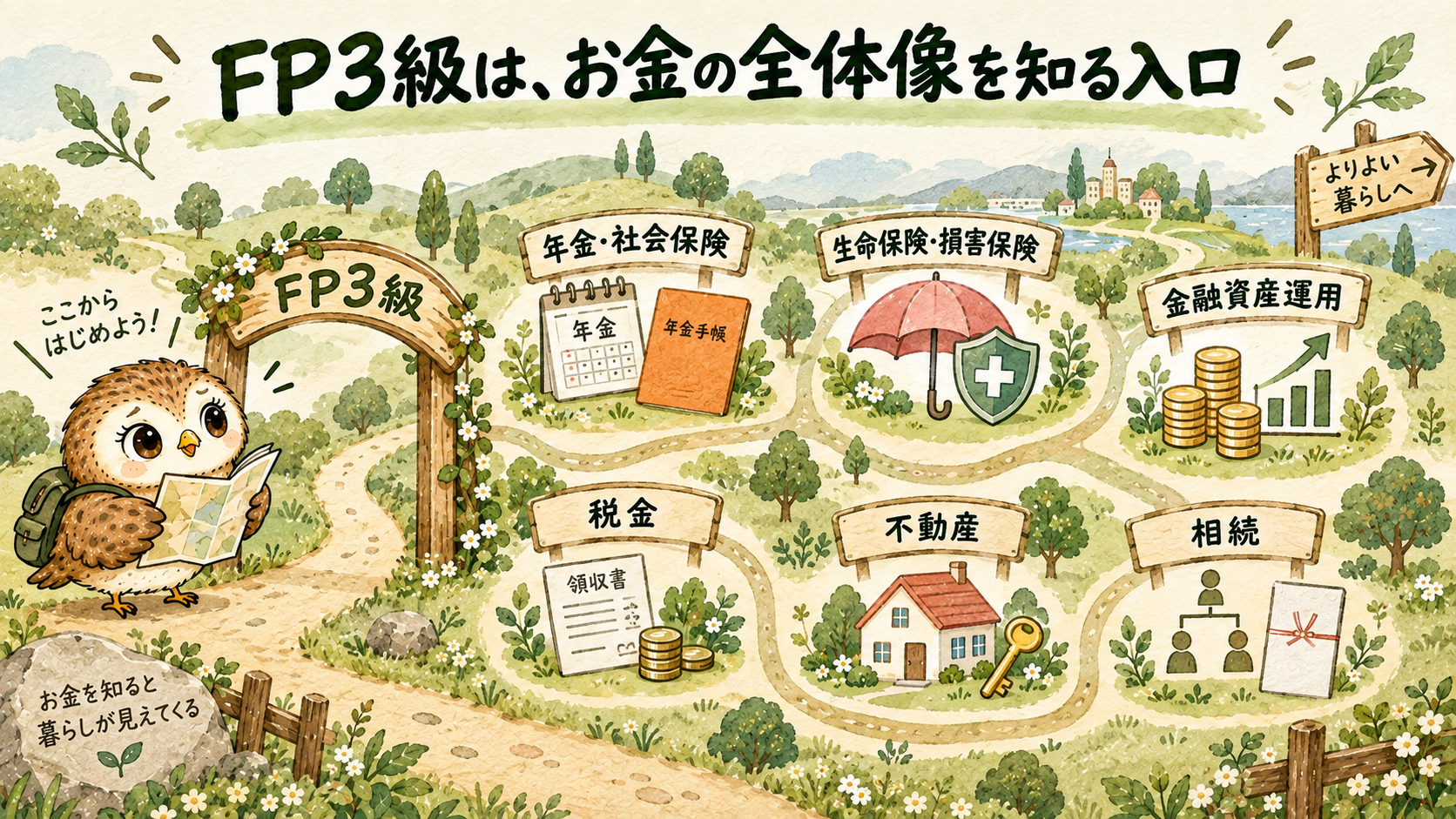 FP3級を入口にお金の6分野を見渡す案内マップ